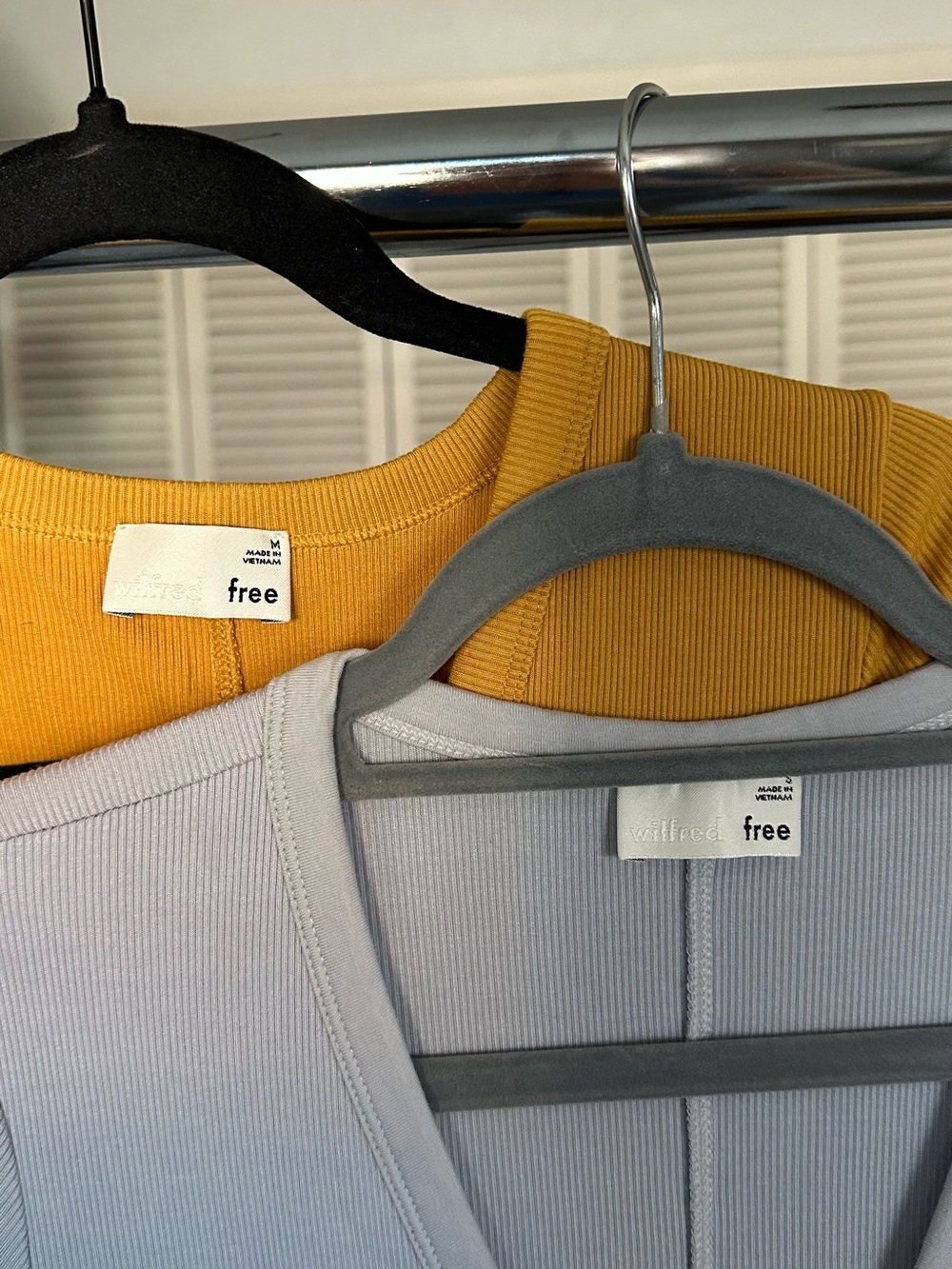 Wilfred Ribbed T Shirt Dresses — Mustard and Light Blue